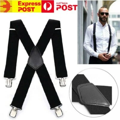 Heavy Duty Extra Wide Men's Adjustable Elastic Suspenders Clip On Braces Trouser - image 1 of 4
