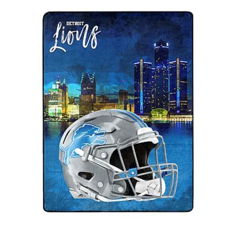 NFL WATERCOLOR CITYSCAPE ULTRA SOFT THROW DETROIT LIONS LARGE 60" X 80" Cover
