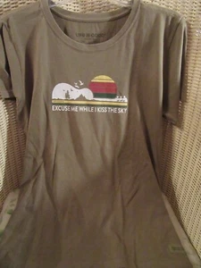  NWT LIFE IS GOOD WMS COTTON CRUSHER TEE-.."EXCUSE ME WHILE I KISS THE SKY" (S) - Picture 1 of 4