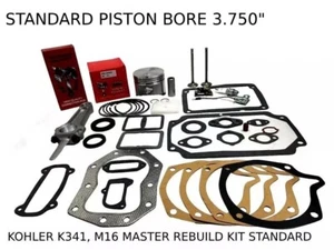 STANDARD ENGINE MASTER REBUILD FITS KOHLER K341, M16, VALVES GASKET SET WITH ROD - Picture 1 of 13