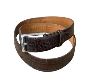 Martin Dingman Belt Men Sz 34/85 Brown Alligator Grain Calf Leather Handmade USA - Picture 1 of 7