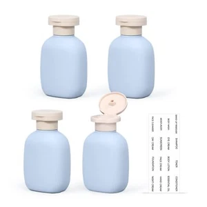 4 Pack 3.4oz Travel Shampoo Bottles Plastic Squeeze Toiletry Bottles Blue - Picture 1 of 5