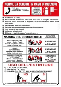 ADESIVO NORMATIVA ANTINCENDIO "NORME DA SEGUIRE IN CASO DI INCENDIO" 21X30cm - Picture 1 of 1