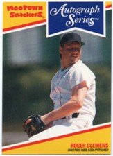 1992 MOOTOWN SNACKERS AUTOGRAPH SERIES CARD - 4 Roger CLEMENS (BOSTON RED SOCKS)