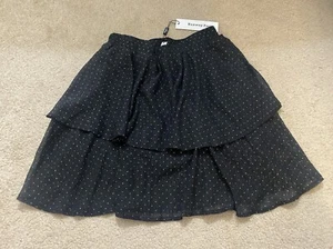 Runway Paris Damen Rock schwarz/gold gepunktet Rüschen Lagenlook Größe S Small - Bild 1 von 5