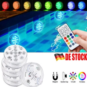 4 pezzi illuminazione piscina LED RGB luce subacquea lampada piscina magnete + telecomando. - Foto 1 di 12
