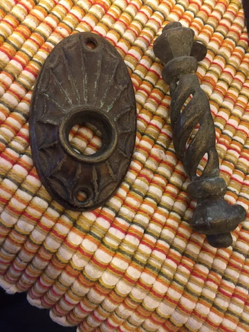 Antique Vintage Door Latch Handle and Hardware, Door Pull Brass Cover
