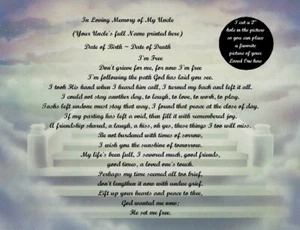 Im Free Sympathy Personalized Poem in loving memory of your Uncle ~ 8" X 10" - Picture 1 of 1