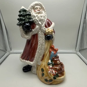 Papá Noel Viejo Mundo Navidad Estatuilla Juguete Bolsa Oso de Peluche Pintado a Mano Cerámica - Imagen 1 de 11
