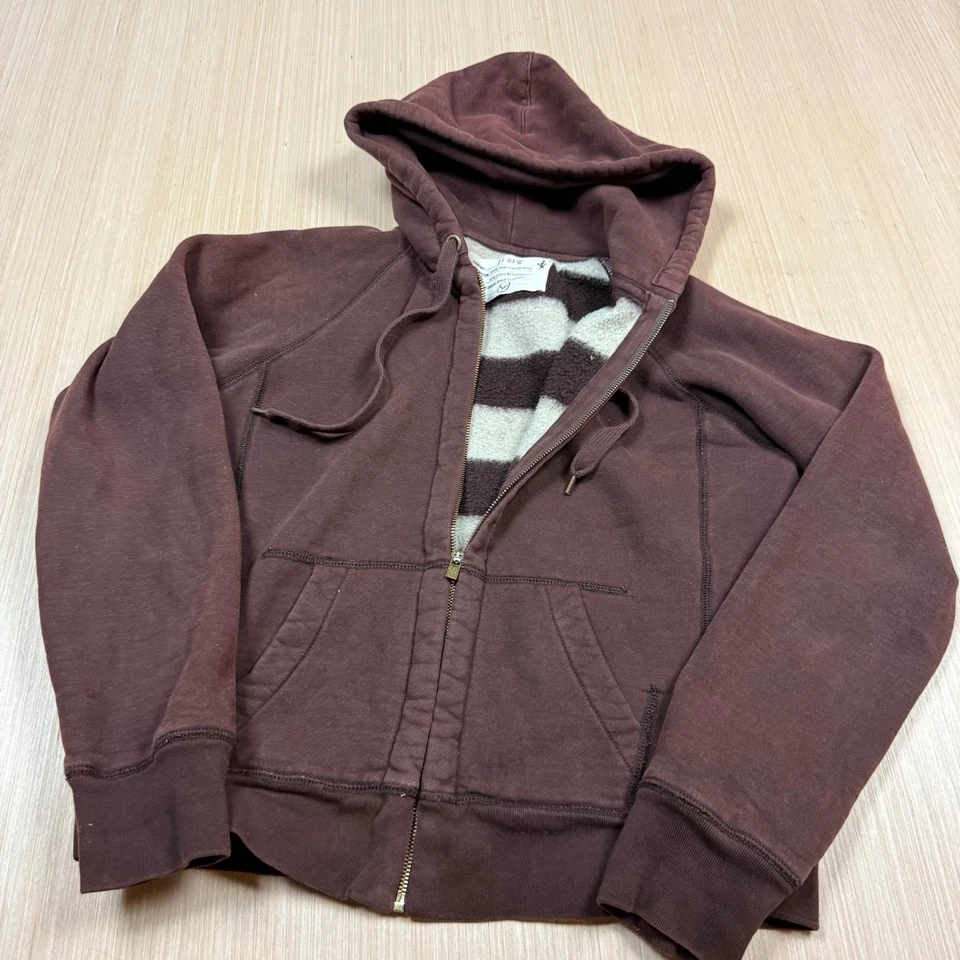 J Crew Sudadera con Capucha Forrada Difusa Mujer Grande Vintage y2k Desteñida Cremallera Completa Foto 1 de 4