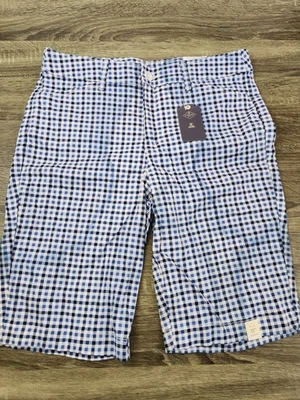 Bermudas para mujer St John's Bay 10 azules a cuadros de guinga cintura elástica 32 NUEVO Foto 1 de 4