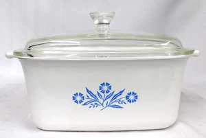 Corning Ware Kornblume 1 1/2 Quart Rechteck Kasserolle Backform P-4-B mit Deckel USA - Bild 1 von 11