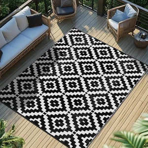 Outdoor Rug 4x6 ft Waterproof Reversible Patio Plastic Straw Rugs for Decor C... - Picture 1 of 6