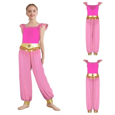 Kids Girl Costume Chiffon Bodysuit Carnival Dancewear Birthday Arabian Cosplay - Image 1 of 4