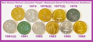 NUEVO ORLEANS SHRINERS Templo de Jerusalén De Colección Mardi Gras Doble Moneda Ficha ¡Lote 14! - Imagen 1 de 8