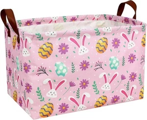 Kid Large Empty Easter Basket 14.9”L×10.2”W×9.8”H, Rabbit Egg Pink - Picture 1 of 7