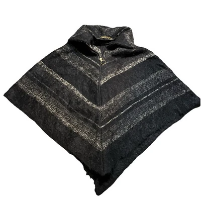 Poncho Capa Negro Diseñador Arolan Kutomo Pirkko Maki Lana Pura Años 70 De Colección Foto 1 de 4