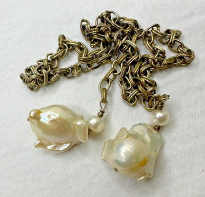 Impresionante collar de cuerda de ópera de perlas barrocas genuinas de 20 pulgadas de largo Foto 1 de 4