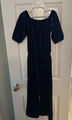 Mono de terciopelo azul marino antiguo para niña joven talla S (6-7) Foto 1 de 3