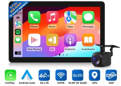 Eonon SD1X6S 1DIN 10.95"Android 13 6+64 GPS Sat Nav Car Stereo Radio 4G HeadUnit - Image 1 of 4