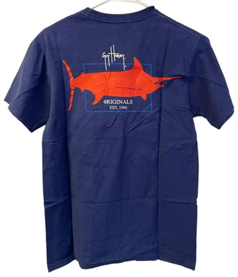 Guy Harvey Shirt Mens S Navy Blue Graphic Print Short Sleeve Cotton Marlin Fish - Image 1 of 4
