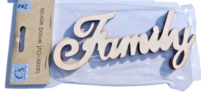 2-6" FAMILIA Corte Láser Madera Recorte Cursivo Artesanía En Blanco Árbol Familiar Letra Foto 1 de 2