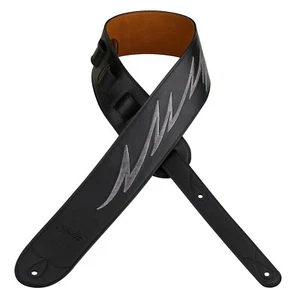 Amumu LE10BK Leather Embroidered Lightning Guitar Strap - Picture 1 of 1