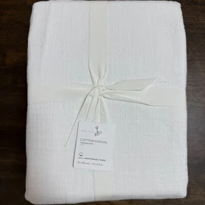 POTTERY BARN ORGANIC COTTON CASUAL TABLECLOTH, 70 X 108" ~ WHITE - Picture 1 of 8