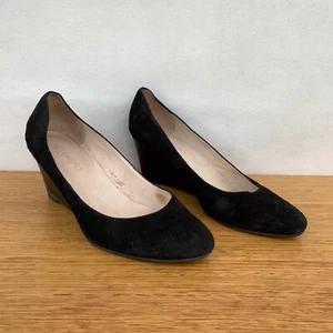 ☘️ Womens Witchery Suede Leather Wedge Heels Pumps Shoes Black Size 41 10 - Picture 1 of 8