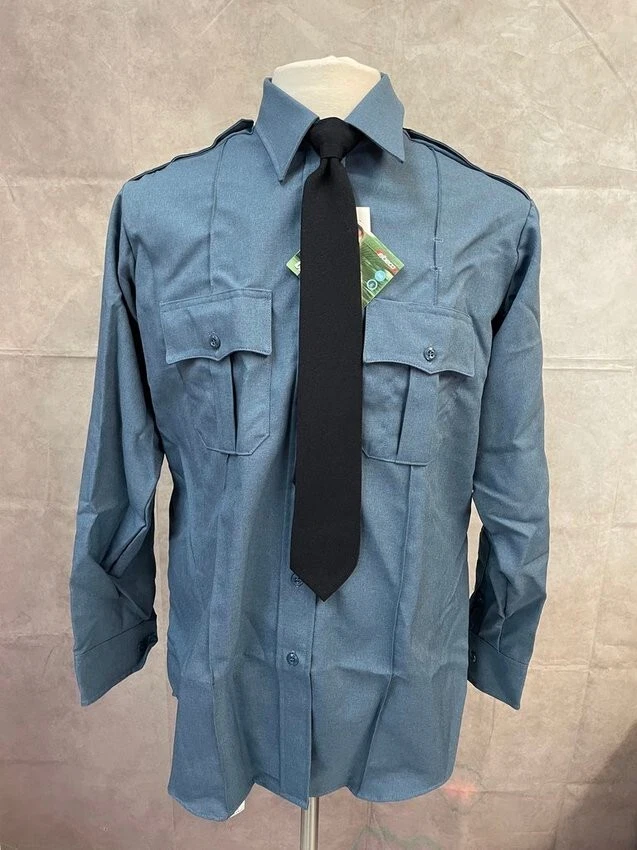 Camisa azul manga larga Elbeco TexTrop NanoTex para hombre talla 46, con corbata Foto 1 de 4