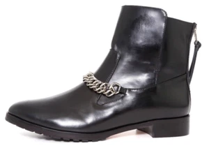 Elizabeth And James Womens Black Price Leather Chain Ankle Boots Z4846* Size 9 - Picture 1 of 8