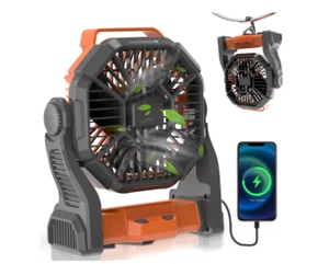 GVDV Camping Fan with LED Lantern, 10400mAh Portable Battery Operated Outdoor Fa - Picture 1 of 6
