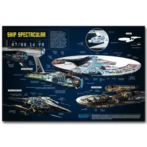 EE. UU. Póster Enterprise Blueprint Star Trek Beyond arte lienzo impresión HD decoración - Imagen 1 de 5