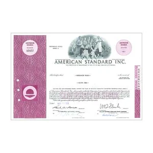 American Standard Inc. Stock Certificate // 1-99 Shares // Purple // 1960s-70s - Picture 1 of 2