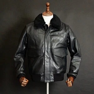 TRIUMPH HARLOW LEATHER FLYING JACKET Talon Zips Shearling Collar Tartan Lining - Picture 1 of 16