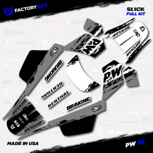 Gray & White Slick Racing Graphics kit fits Yamaha PW50 PW 50 All Years - Imagen 1 de 2
