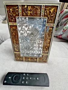 TIZO Made in Italy Jeweled Brown Enamel Photo Picture Frame Multicolor Crystals - Picture 1 of 14