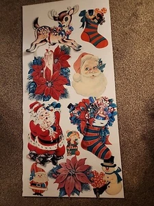 Vintage Christmas Cardboard Die Cut Wall Decorations Lot 11 One Sided Kitsch - Picture 1 of 11