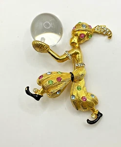 GP57 Vintage Castlecliff Genie Wahrsager Kristall Kugel Strass Brosche Anstecknadel - Bild 1 von 9