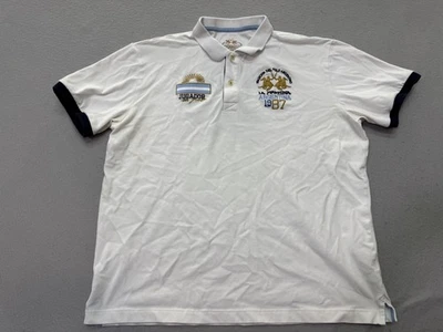 Polo La Martina Hombre Grande Blanco Algodón Orgánico Argentina 1987 Gráfico Foto 1 de 4