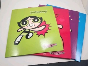 Vtg 2000 Powerpuff Girls Folder 4 Set Portfolio Stationary 3 Ring Binder New - Picture 1 of 11