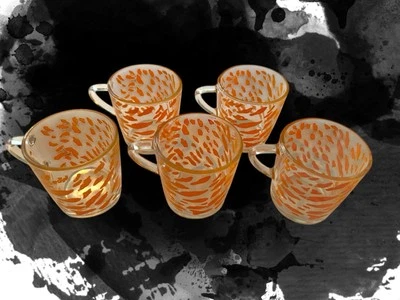 5 tazas de vidrio Ikea GODTA naranja punto abstracto Foto 1 de 4