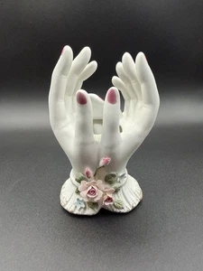 Lefton Vintage Double Hand Porcelain Vase 5” Matte Finish Hand Painted - Picture 1 of 8