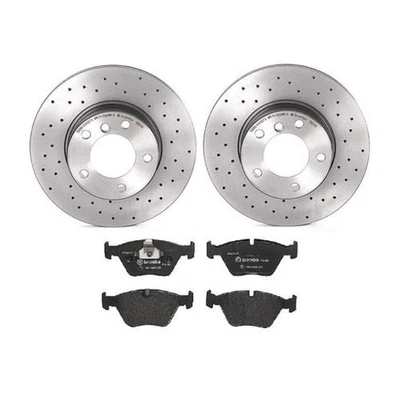 Kit de disco de freno perforado extra ventilado Brembo KTX4099 de pastillas de freno bajas medianas para BMW 528i Foto 1 de 3