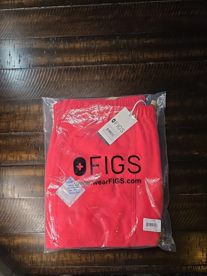 Pantalones Exfoliantes Hombre Figs, Cairo Cremallera Mosca, Talla Mediana/Alta Rojo Con Cordón Tostado Foto 1 de 3