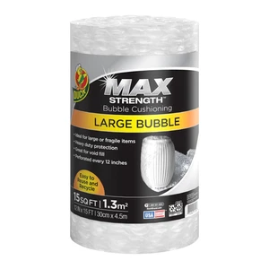 Duck Brand Large Bubble Cushioning Wrap [5/16 inch bubbles]: 12 in. x 15 ft. Cle - Picture 1 of 9
