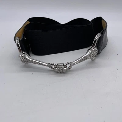 Chico's Womens Rhinestone Embellishment Snap Closure Elastic Waist Belt Size L - Image 1 of 4