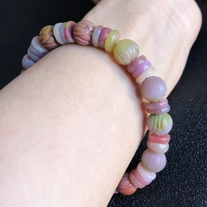 natural Yanyuan agate bracelet beaded Bracelet Lotus Beads Lucky Gift - Picture 1 of 12