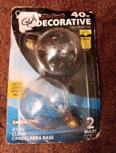 2 Feit 40W Clear Candelabra Base G16.5 Vanity Bulbs - Picture 1 of 2