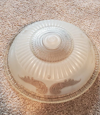 Clear & Frosted Glass Vintage Molded 3 Chain Light Fixture Shade 14 1/4" Cover